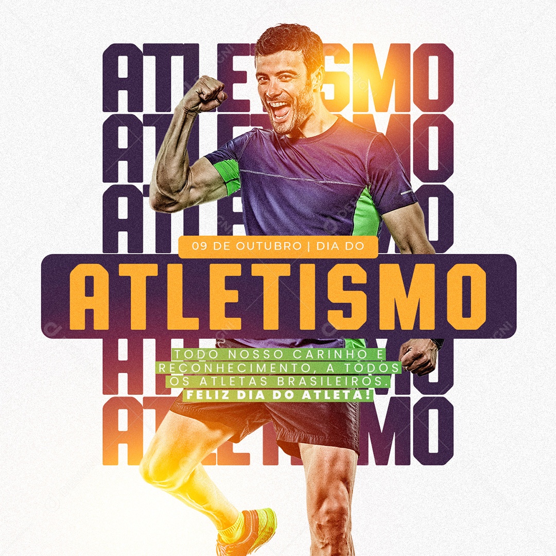 Todo Nosso Carinho Reconhecimento a Todos os Atletas Feliz Dia do Atletismo Social Media PSD Editável