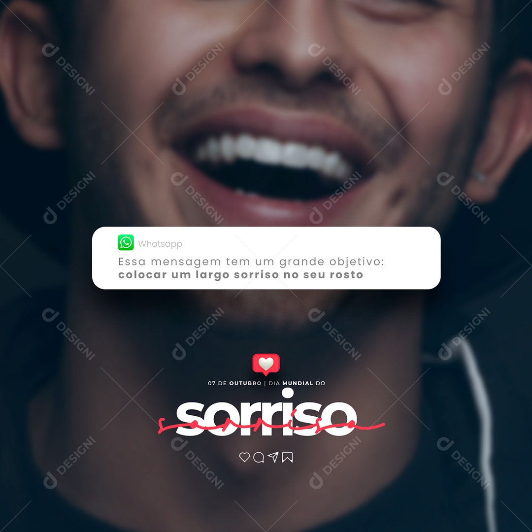 Colocar um Largo Sorriso no Seu Rosto Dia do Sorriso Social Media PSD Editável