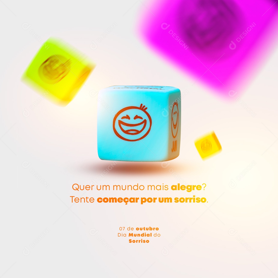 Que um Momento Mais Alegre Tente Começar por um Sorriso Dia do Sorriso Social Media PSD Editável