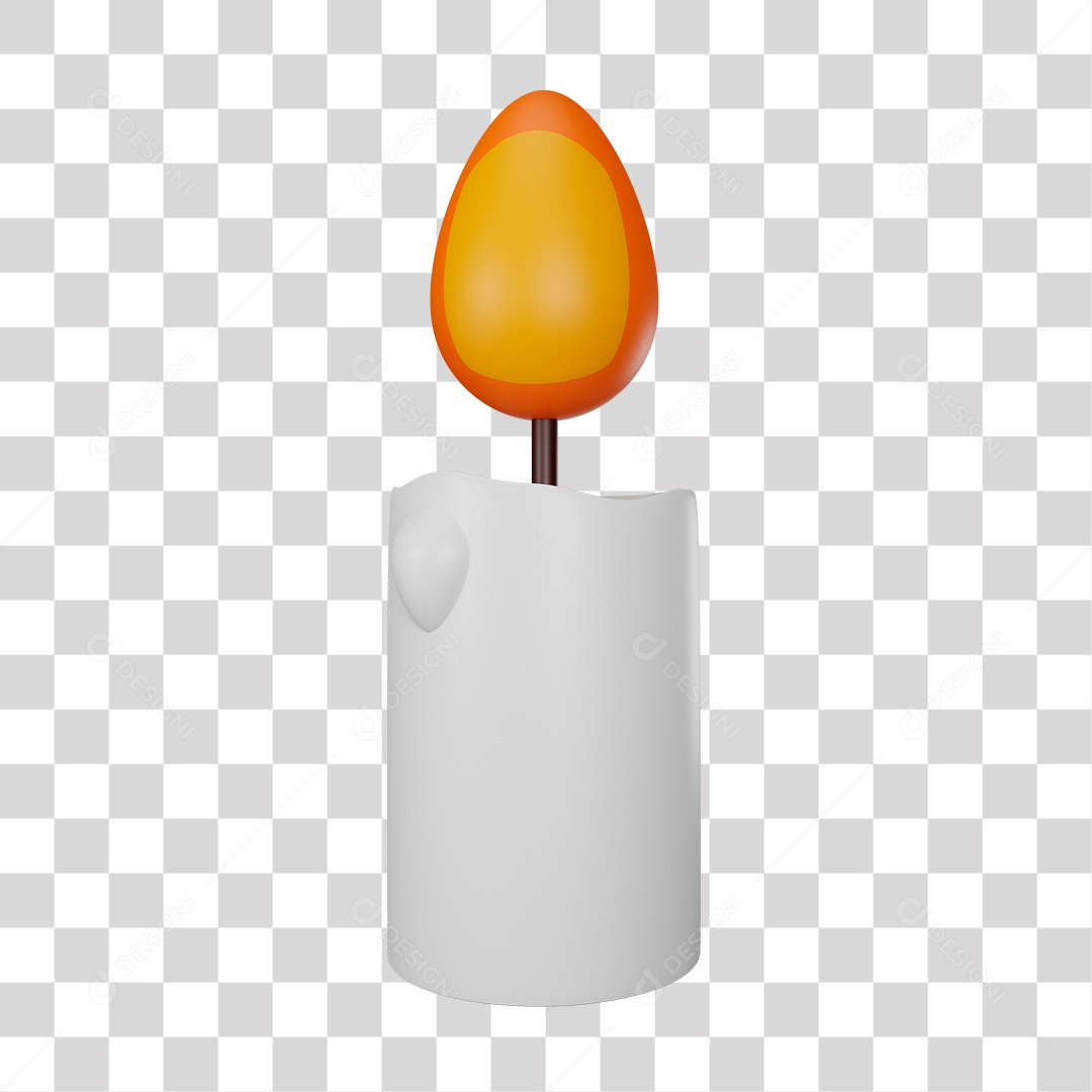 Desenho Vela Branca Acesa PNG Transparente