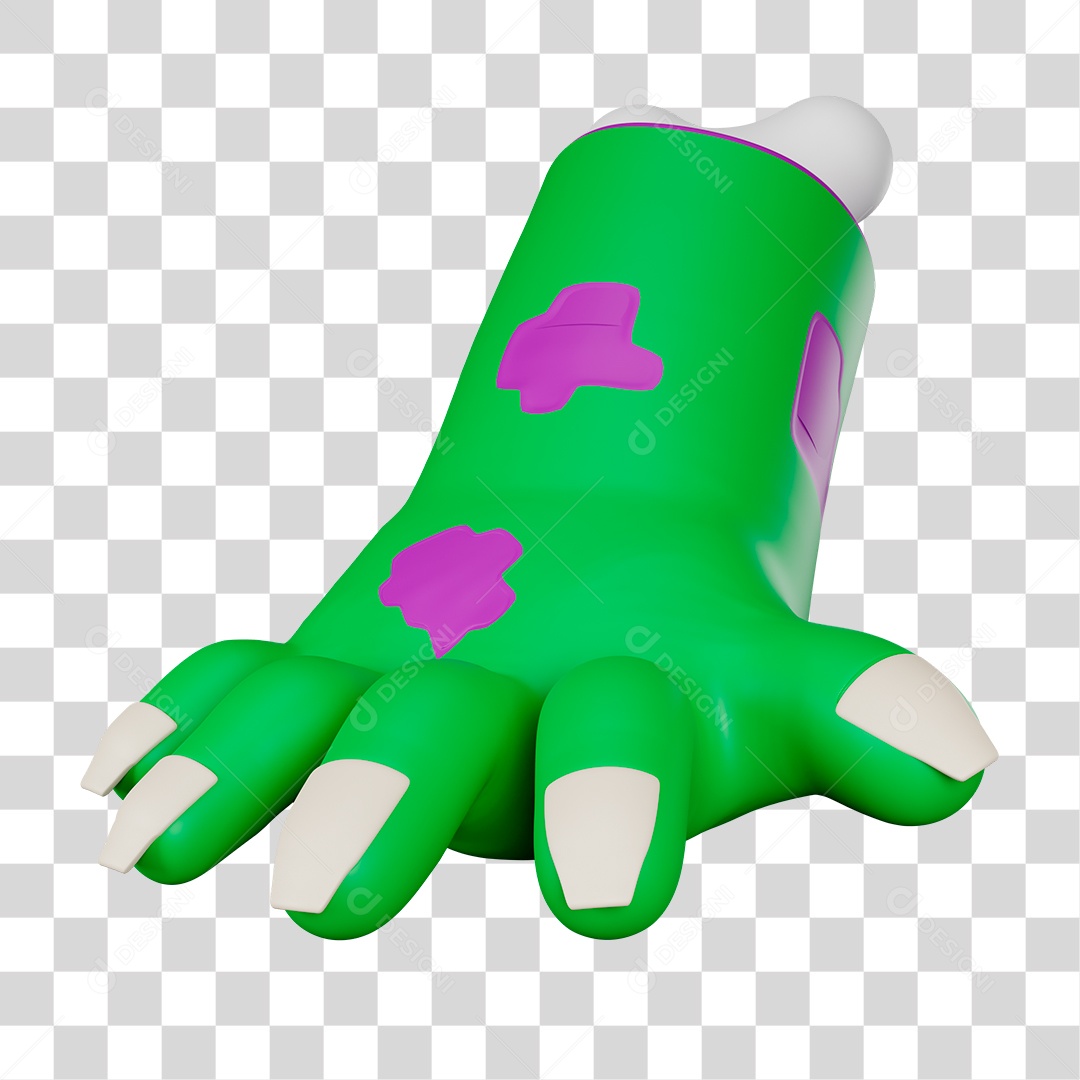 Mão de Zumbi Verde PNG Transparente