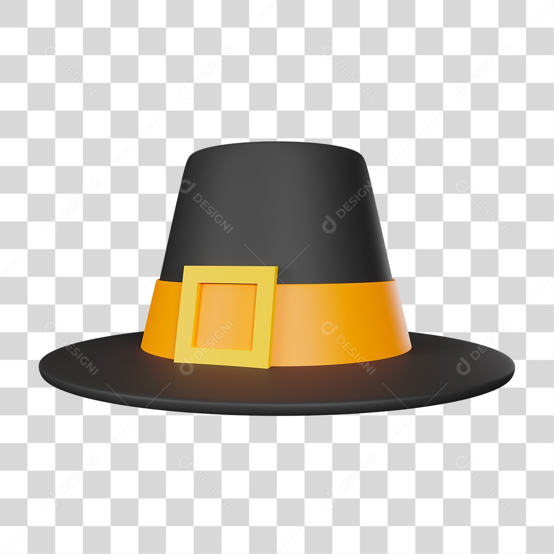 Chapéu Preto com Fita Laranja PNG Transparente