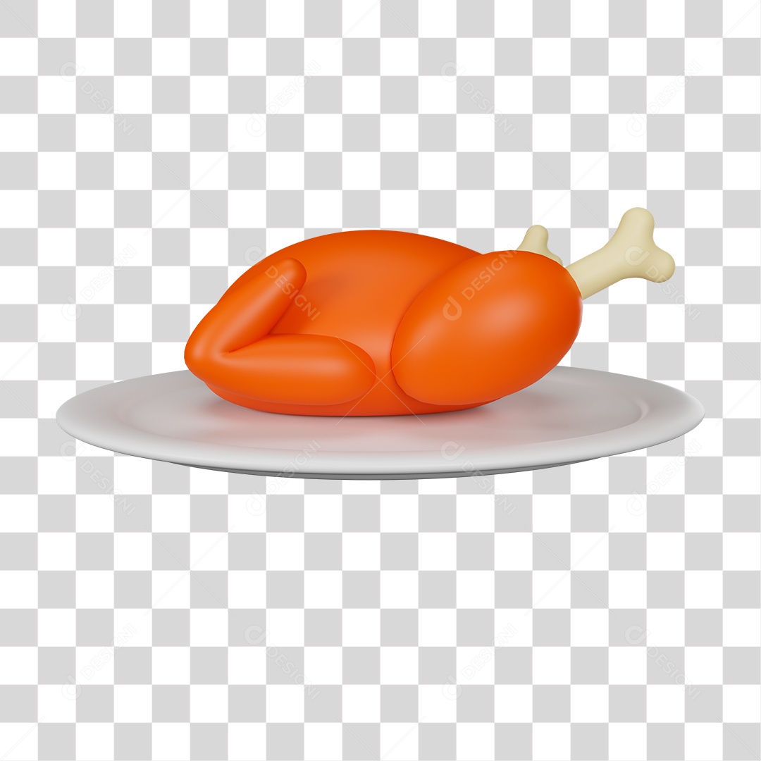 Frango Inteiro no Prato PNG Transparente