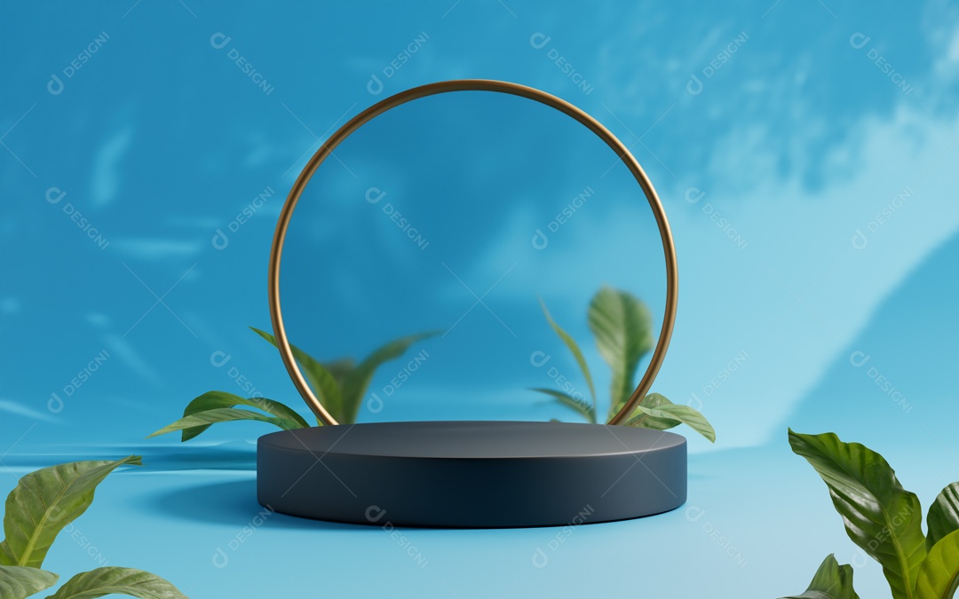 Cenário de Apresentação de Produto Azul Pódio de Plataforma Abstrata