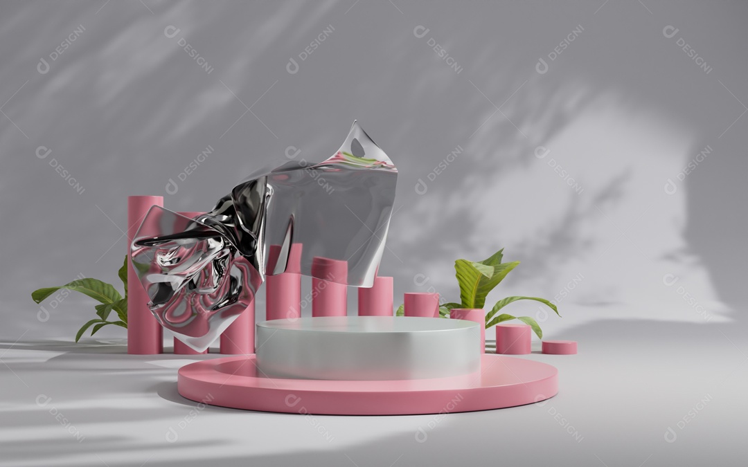 Renderização Em 3D Cenário de Apresentação de Produto de Pódio de Plataforma Abstrata