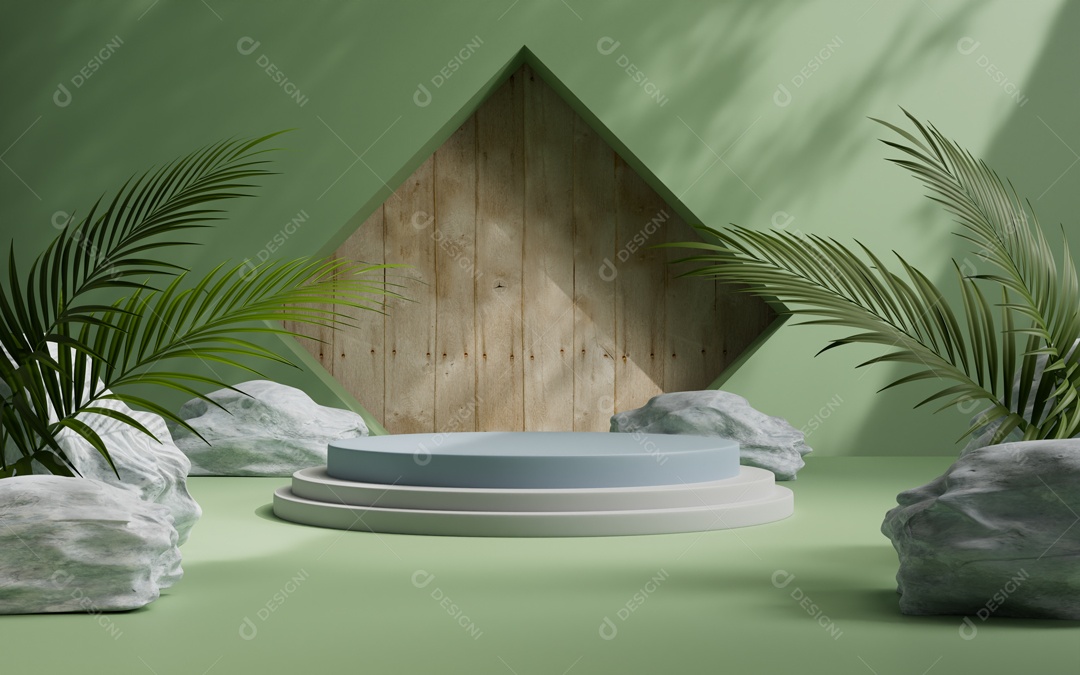 Cenário 3D de Apresentação Verde Produto de Pódio de Plataforma Abstrata