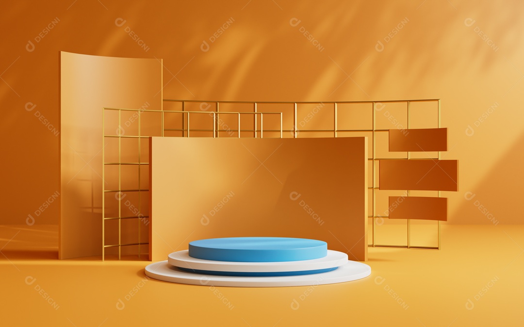 Cenário 3D de Apresentação de Produto Laranja Pódio de Plataforma Abstrata