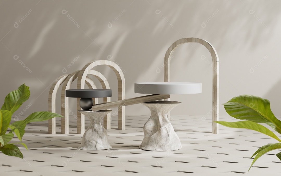 Renderização Em 3D Cenário de Apresentação Produto Pódio de Plataforma Abstrata