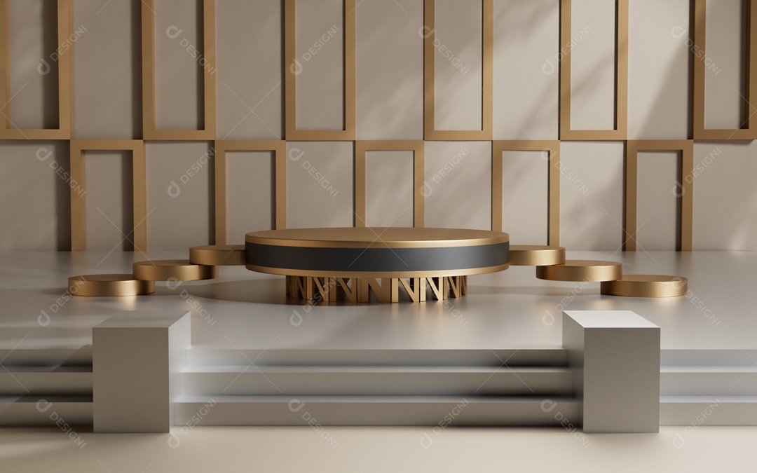 Renderização Em 3D Cenário de Apresentação Produto Pódio de Plataforma Abstrata