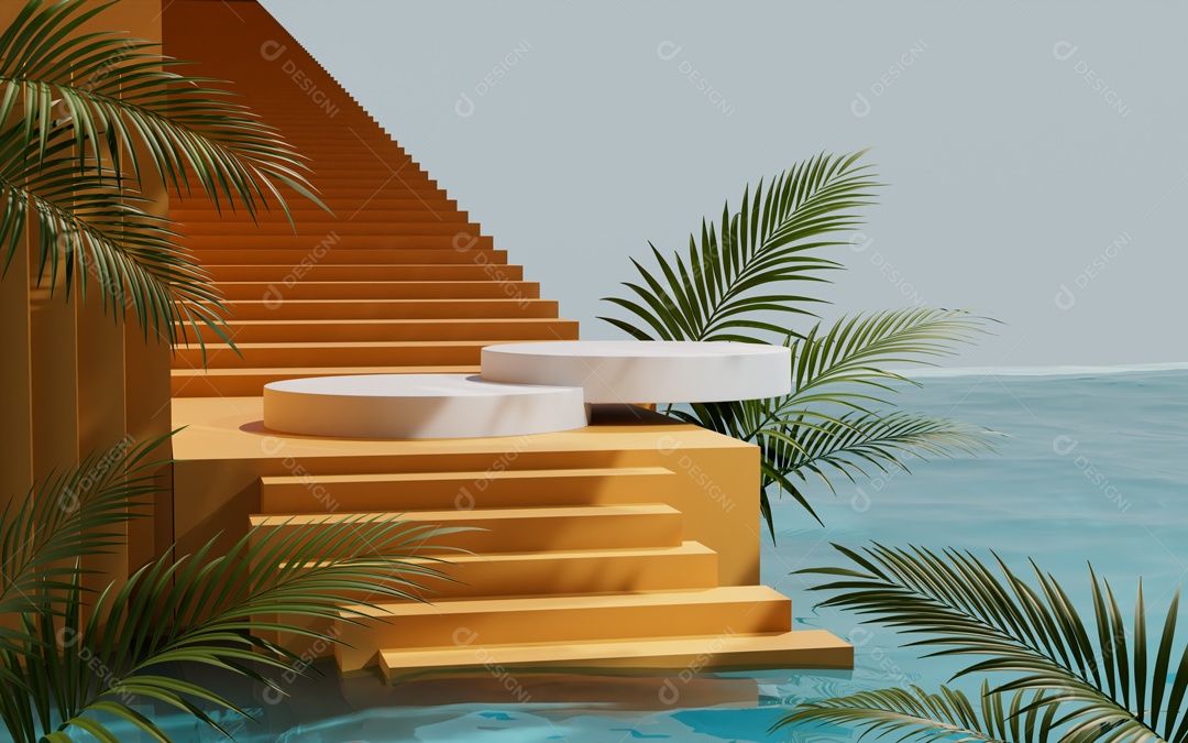 Renderização Em 3D Cenário de Apresentação Produto Pódio de Plataforma Abstrata