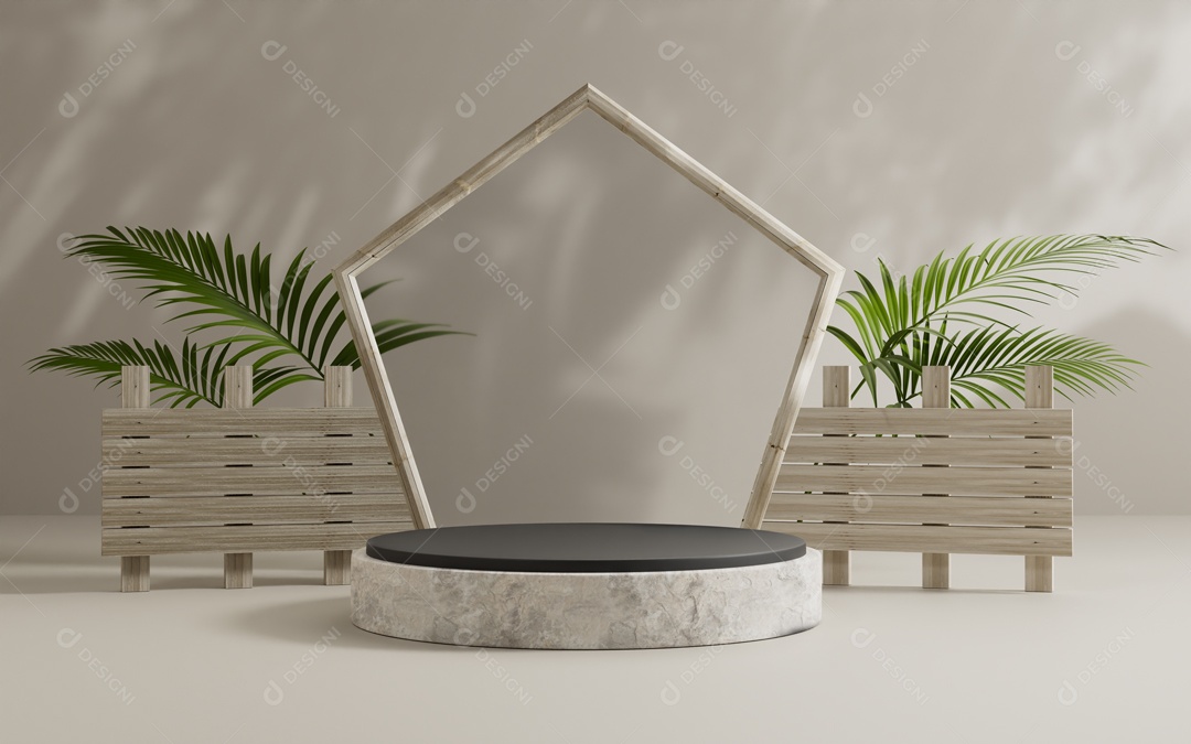 Renderização Em 3D Cenário de Apresentação Azul Produto Pódio de Plataforma Abstrata