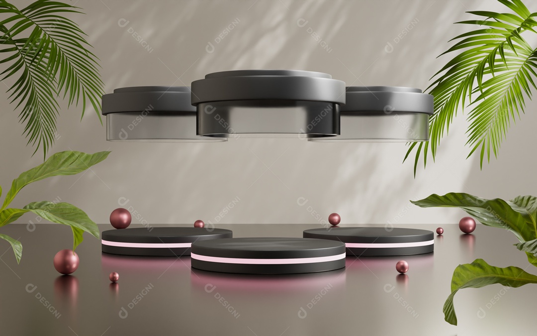 Renderização Em 3D Cenário de Apresentação Produto Pódio de Plataforma Abstrata