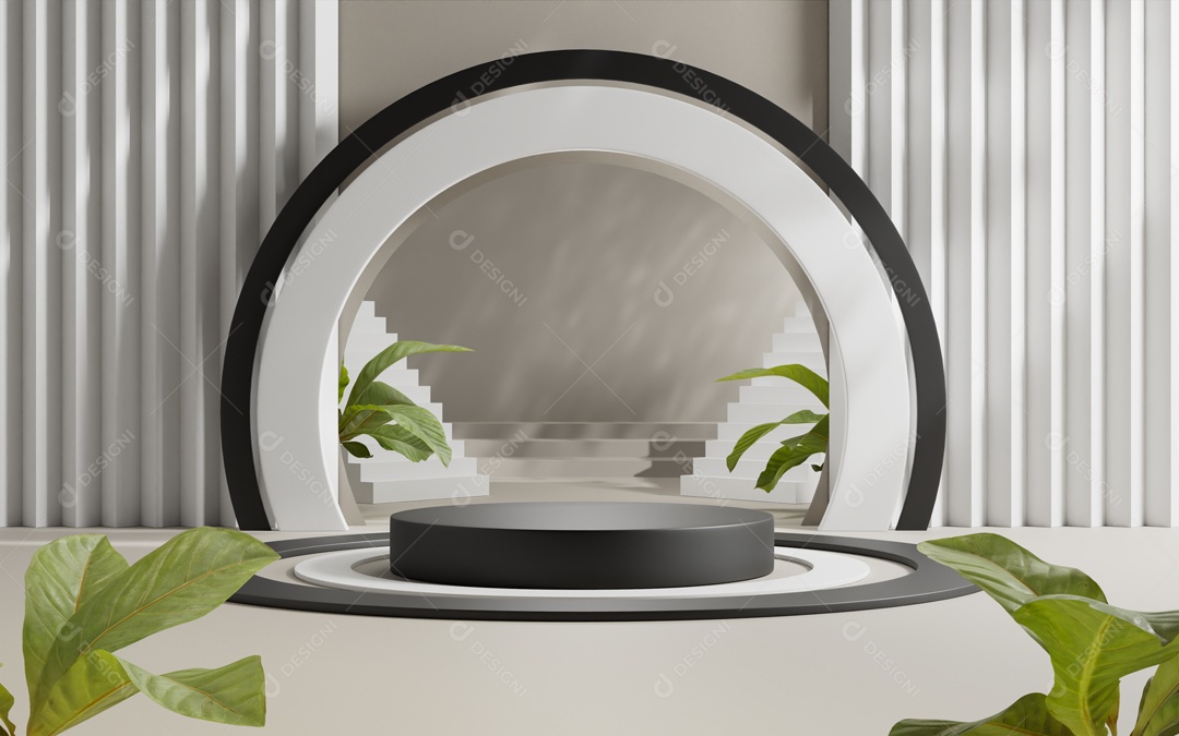 Renderização Em 3D Cenário de Apresentação Produto Pódio de Plataforma Abstrata