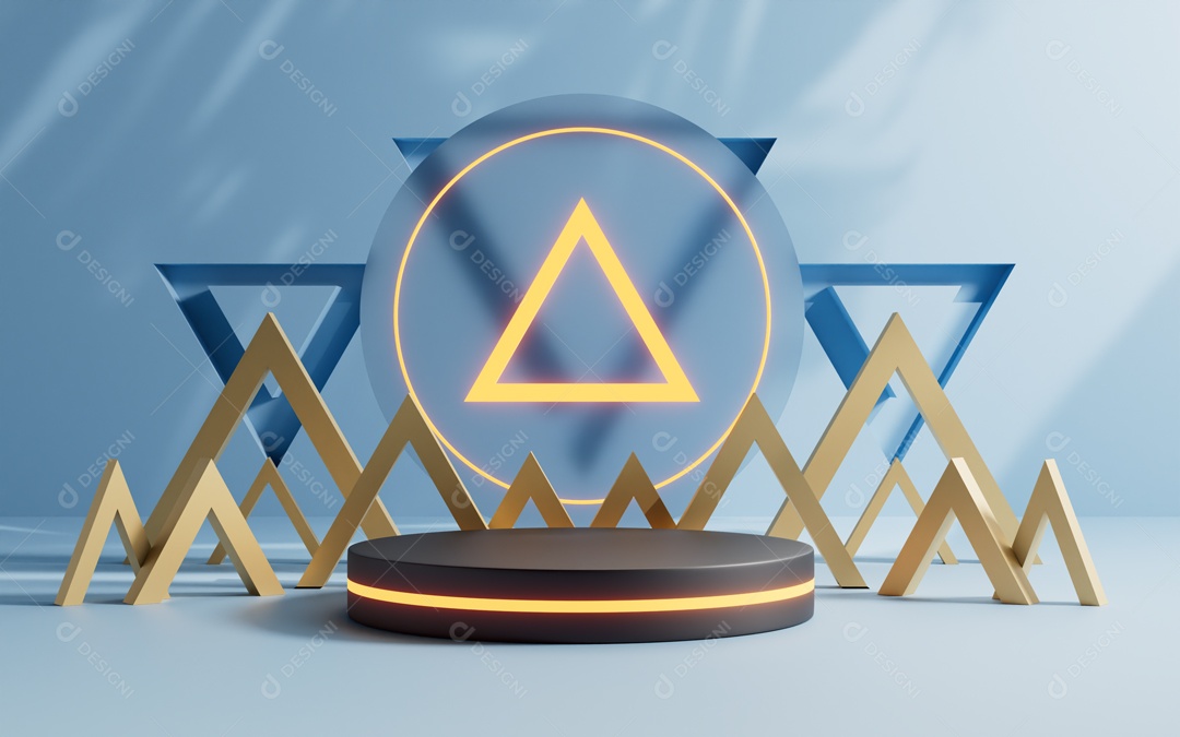 Renderização Em 3D Cenário de Apresentação Azul Produto Pódio de Plataforma Abstrata