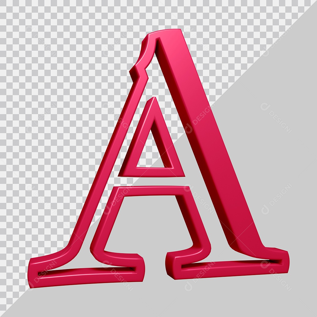 Elemento 3D Para Composição Letra A Rosa PSD