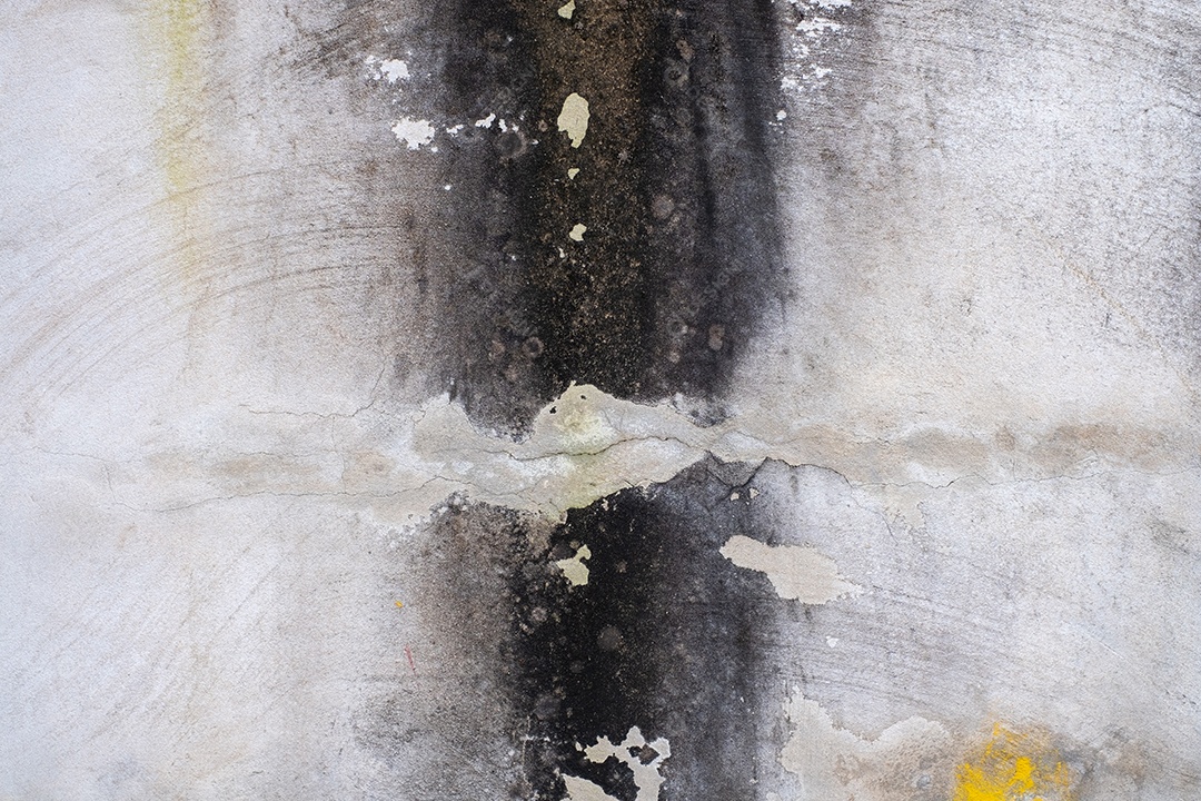 Velho muro de concreto em preto e branco, parede de cimento, parede quebrada, textura de fundo