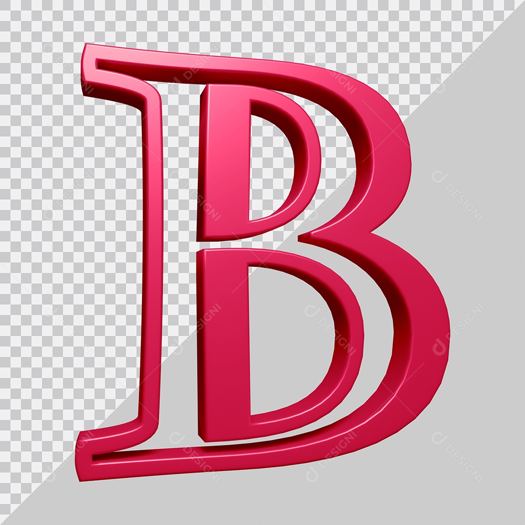 Elemento 3D Para Composição Letra B Rosa PSD