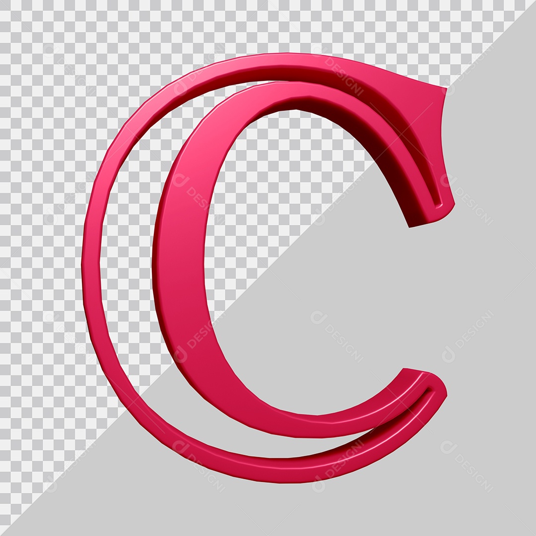 Elemento 3D Para Composição Letra C Rosa PSD