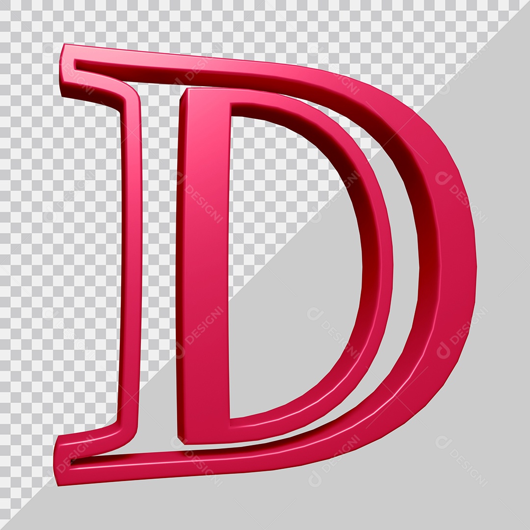 Elemento 3D Para Composição Letra D Rosa PSD