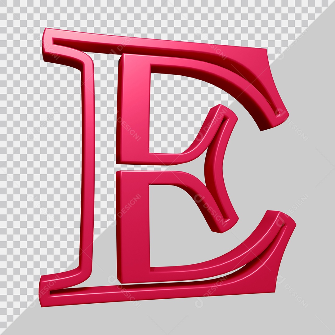 Elemento 3D Para Composição Letra E Rosa PSD