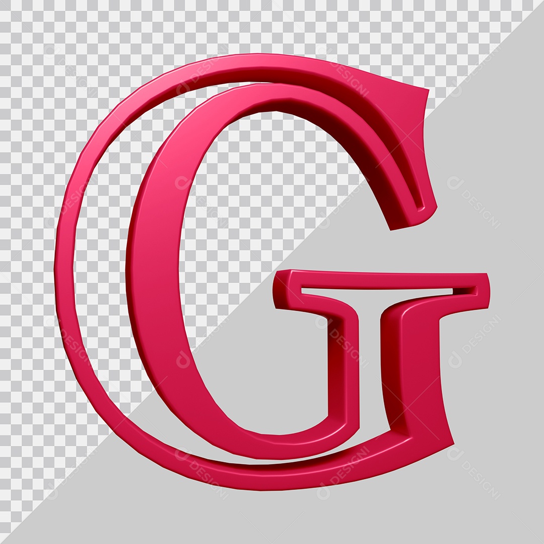 Elemento 3D Para Composição Letra G Rosa PSD