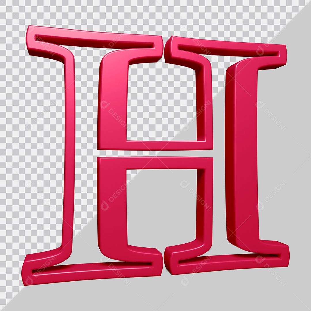 Elemento 3D Para Composição Letra H Rosa PSD