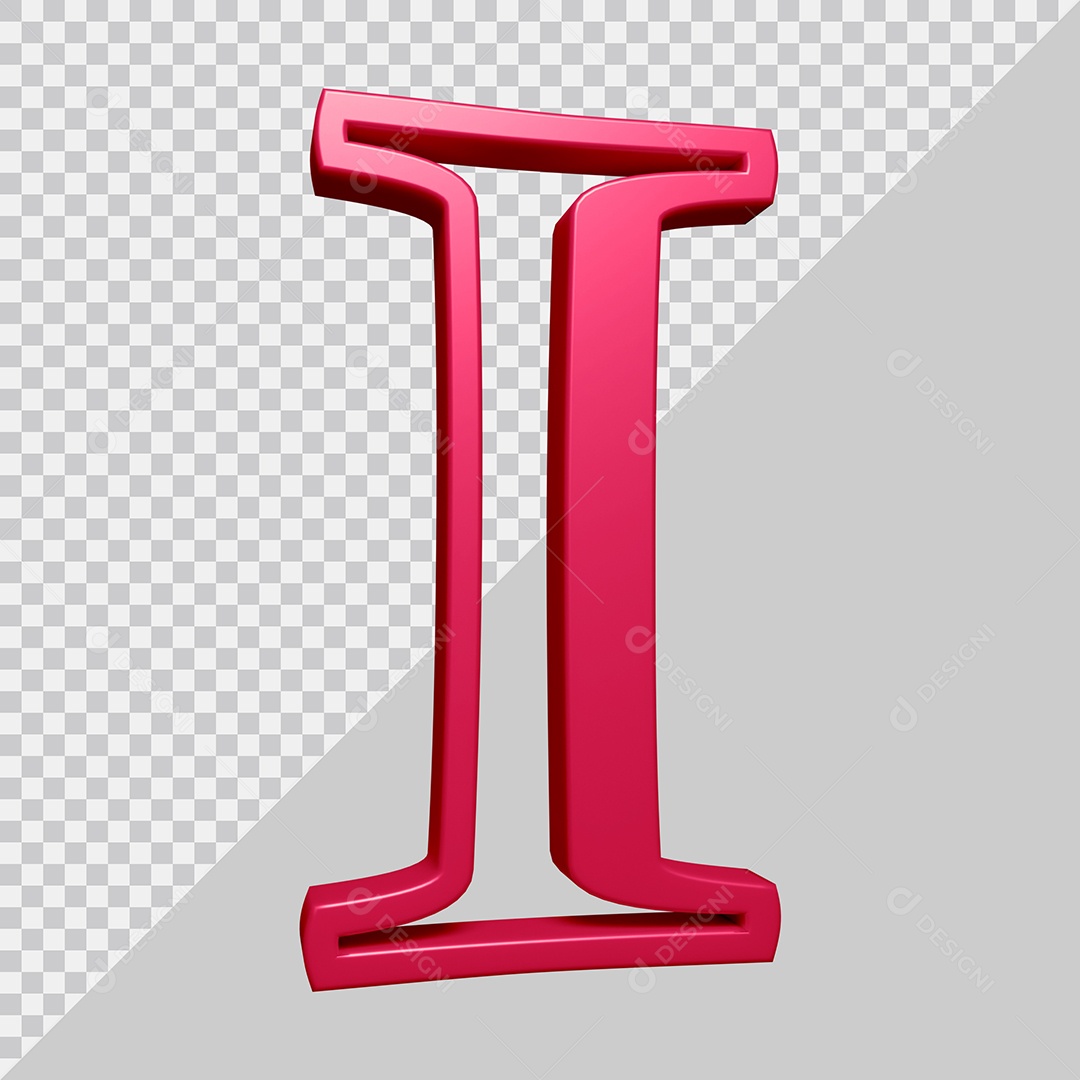 Elemento 3D Para Composição Letra I Rosa PSD