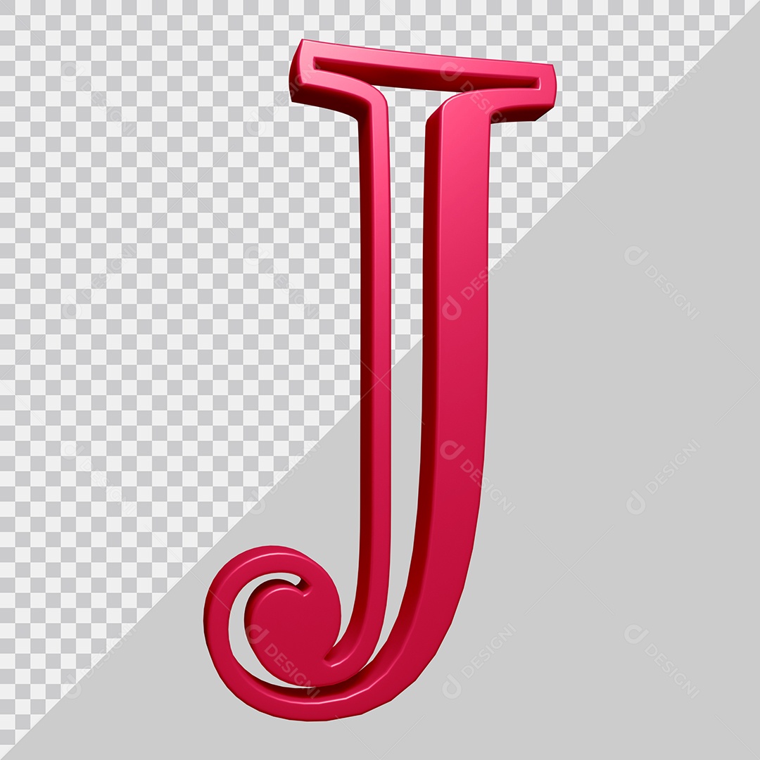 Elemento 3D Para Composição Letra J Rosa PSD