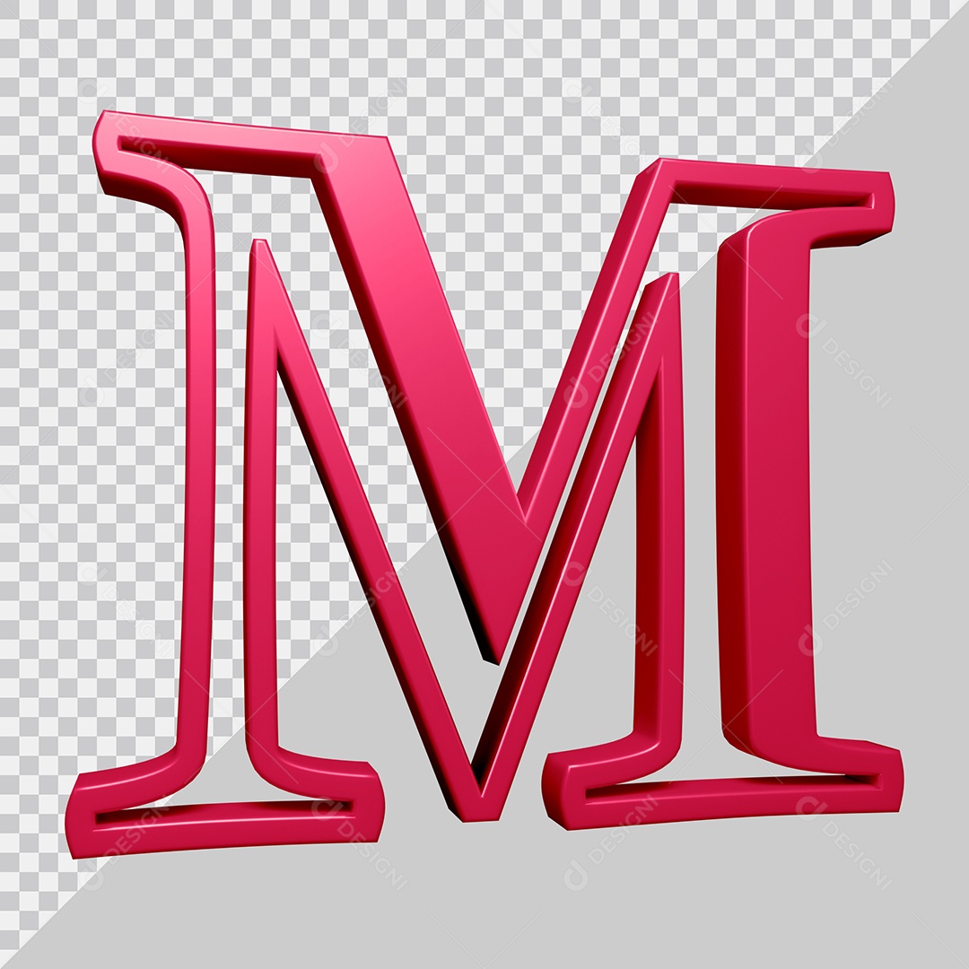 Elemento 3D Para Composição Letra M Rosa PSD