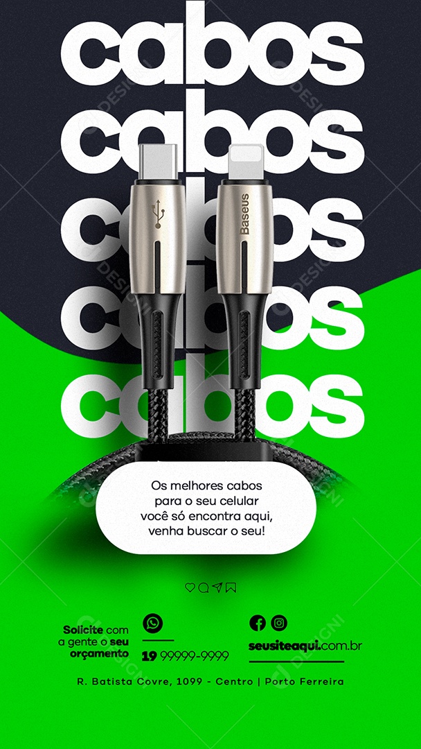 Story Os Melhores Cabos para o Seu Celular Assistência Técnica Social Media PSD Editável