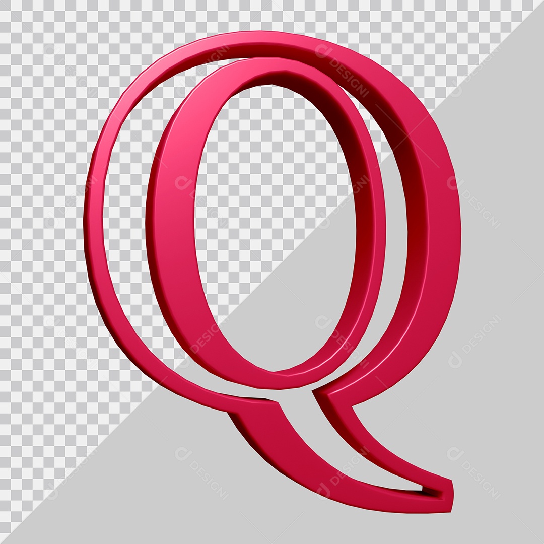 Elemento 3D Para Composição Letra Q Rosa PSD
