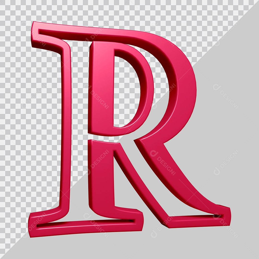 Elemento 3D Para Composição Letra R Rosa PSD