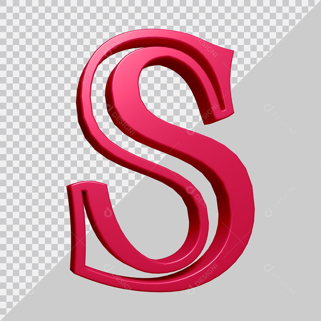 Elemento 3D Para Composição Letra S Rosa PSD