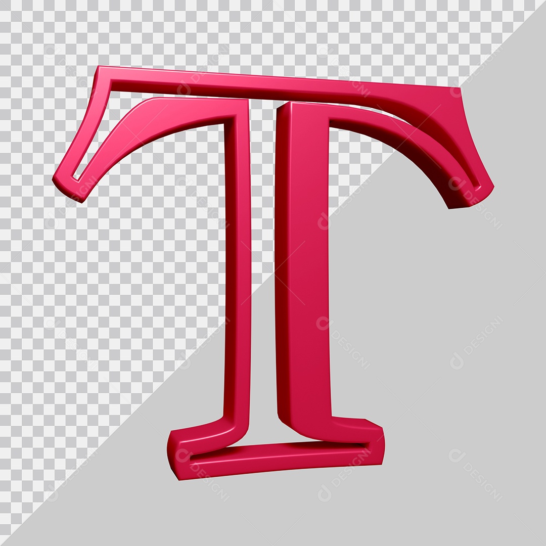 Elemento 3D Para Composição Letra T Rosa PSD
