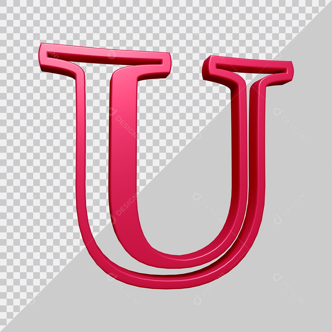 Elemento 3D Para Composição Letra U Rosa PSD