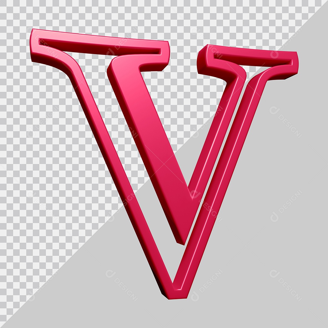 Elemento 3D Para Composição Letra V Rosa PSD