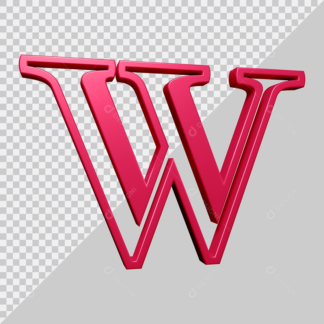 Elemento 3D Para Composição Letra W Rosa PSD