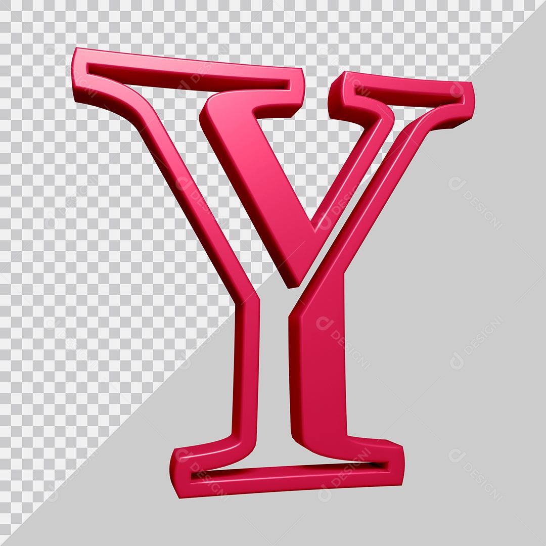 Elemento 3D Para Composição Letra Y Rosa PSD