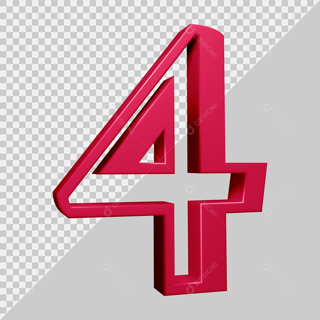 Elemento 3D Para Composição Número 4 Rosa PSD