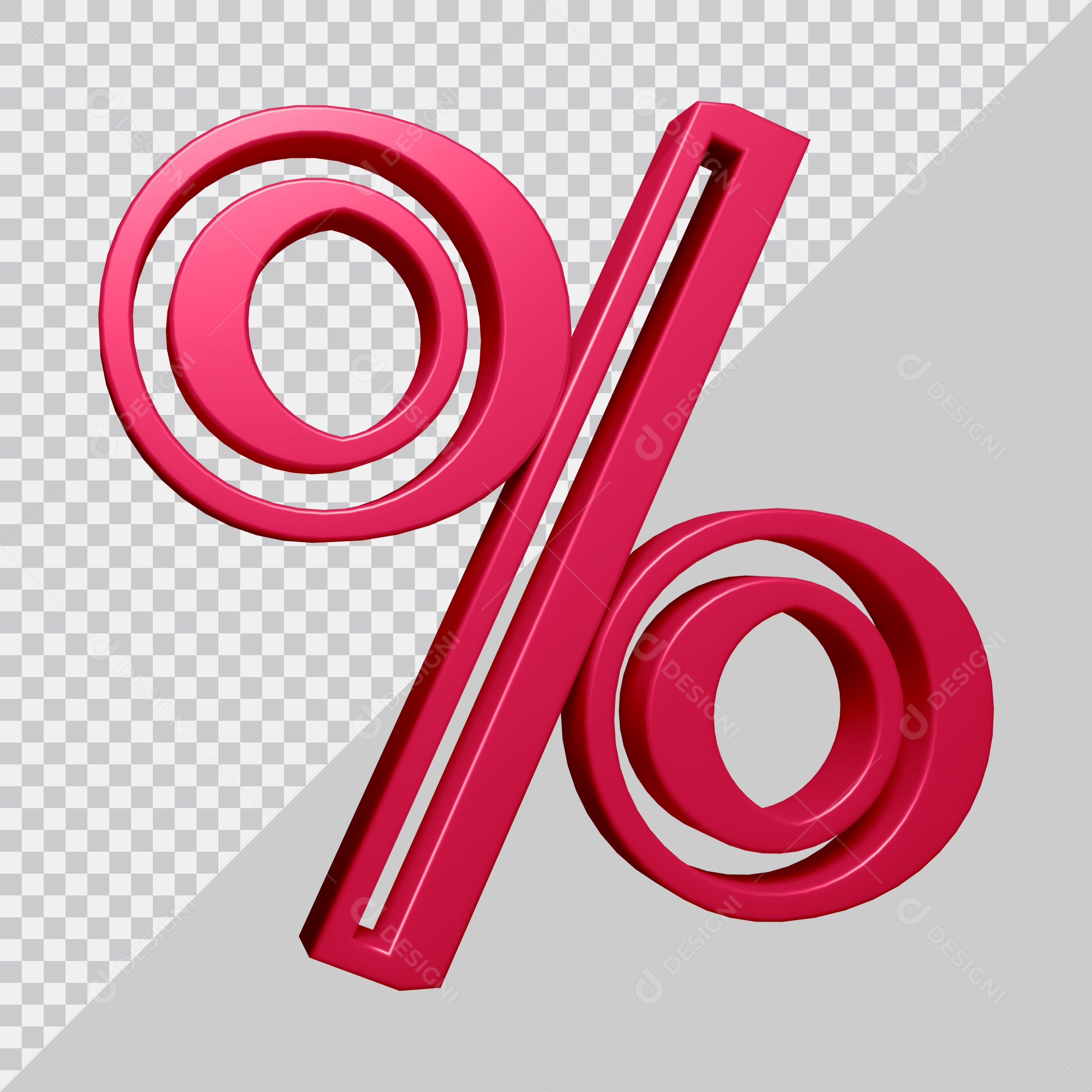 Elemento 3D Para Composição Símbolo de Porcentagem Rosa PSD