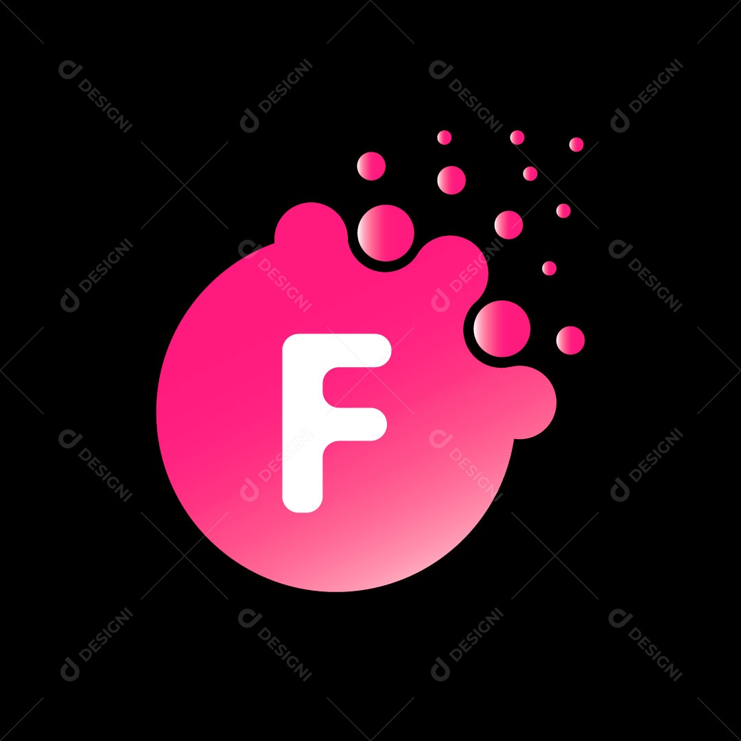 Lettering Letra F em Forma Abstrata Rosa EPS
