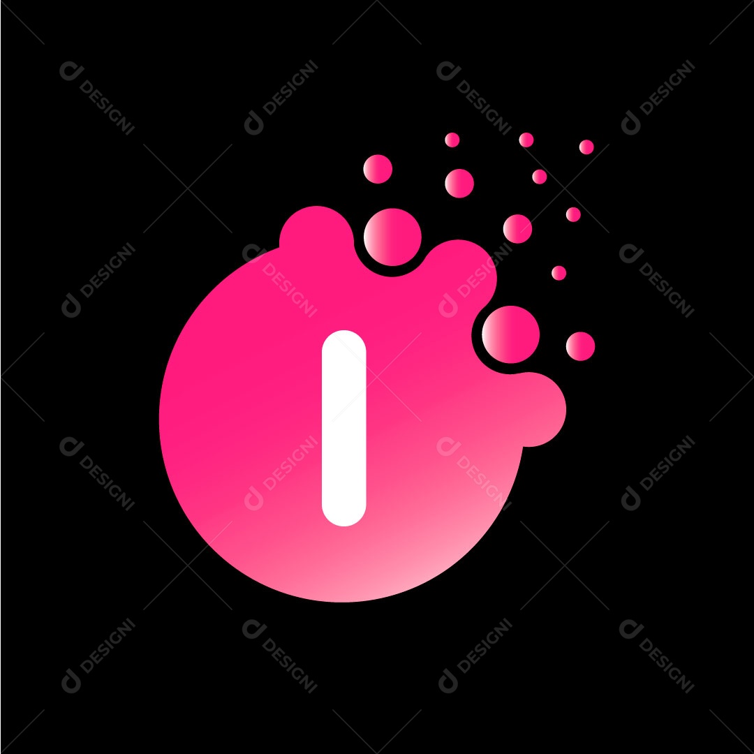 Lettering Letra I em Forma Abstrata Rosa EPS