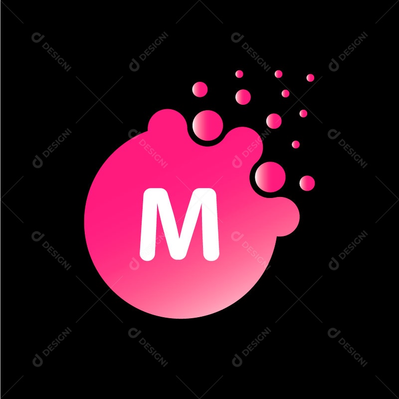 Lettering Letra M em Forma Abstrata Rosa EPS