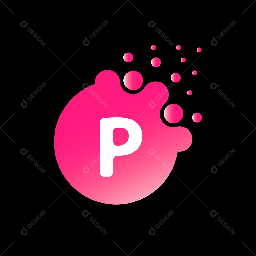 Lettering Letra P em Forma Abstrata Rosa EPS