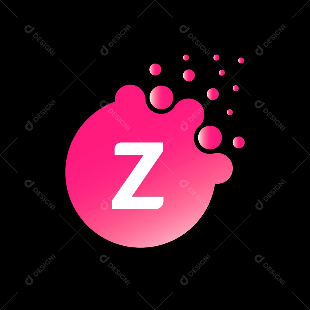 Lettering Letra Z em Forma Abstrata Rosa EPS