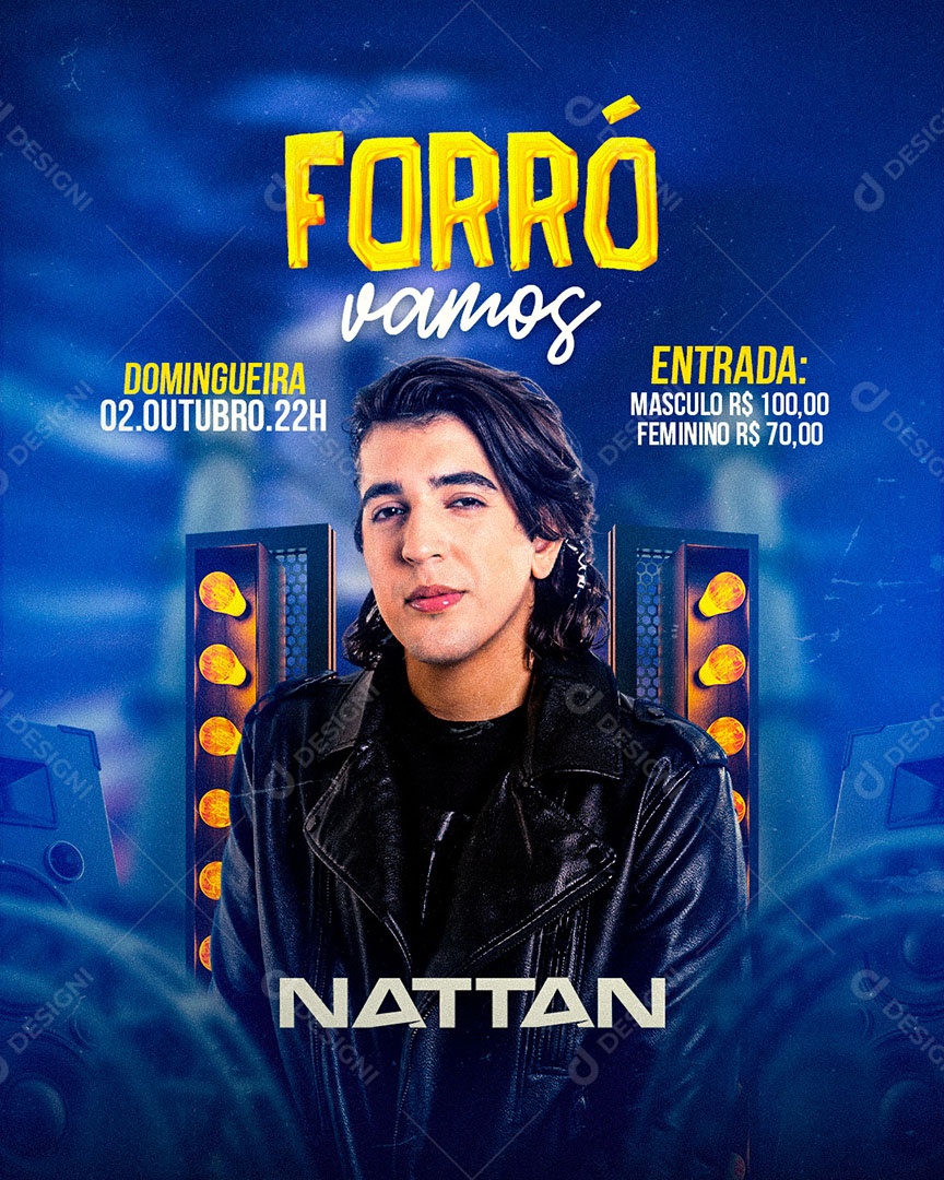 Flyer Show Forró Nattan Social Media PSD Editável
