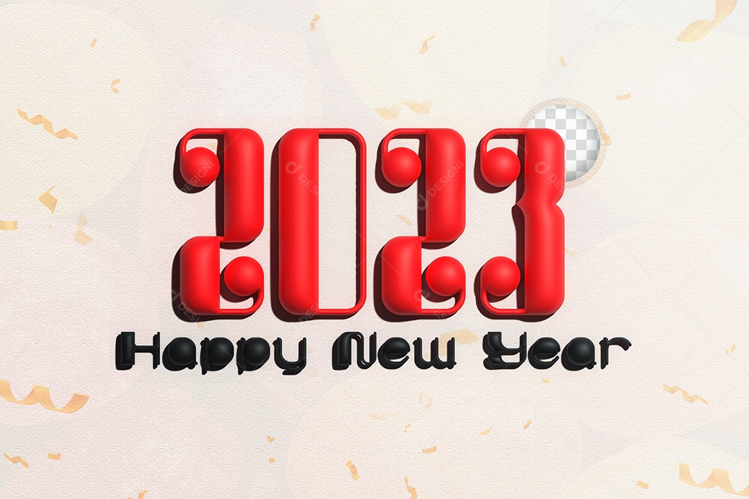 Número 3D 2023 de Ano Novo Vermelho Elemento para Composição PSD