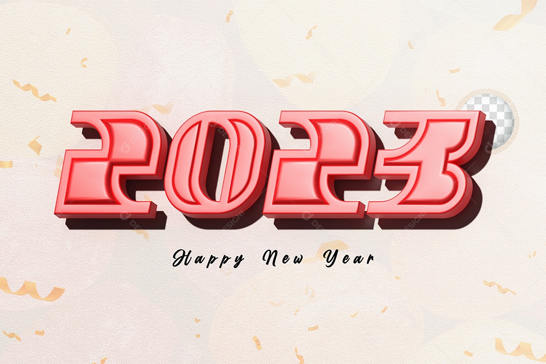 Número 3D 2023 de Ano Novo Vermelho Elemento para Composição PSD