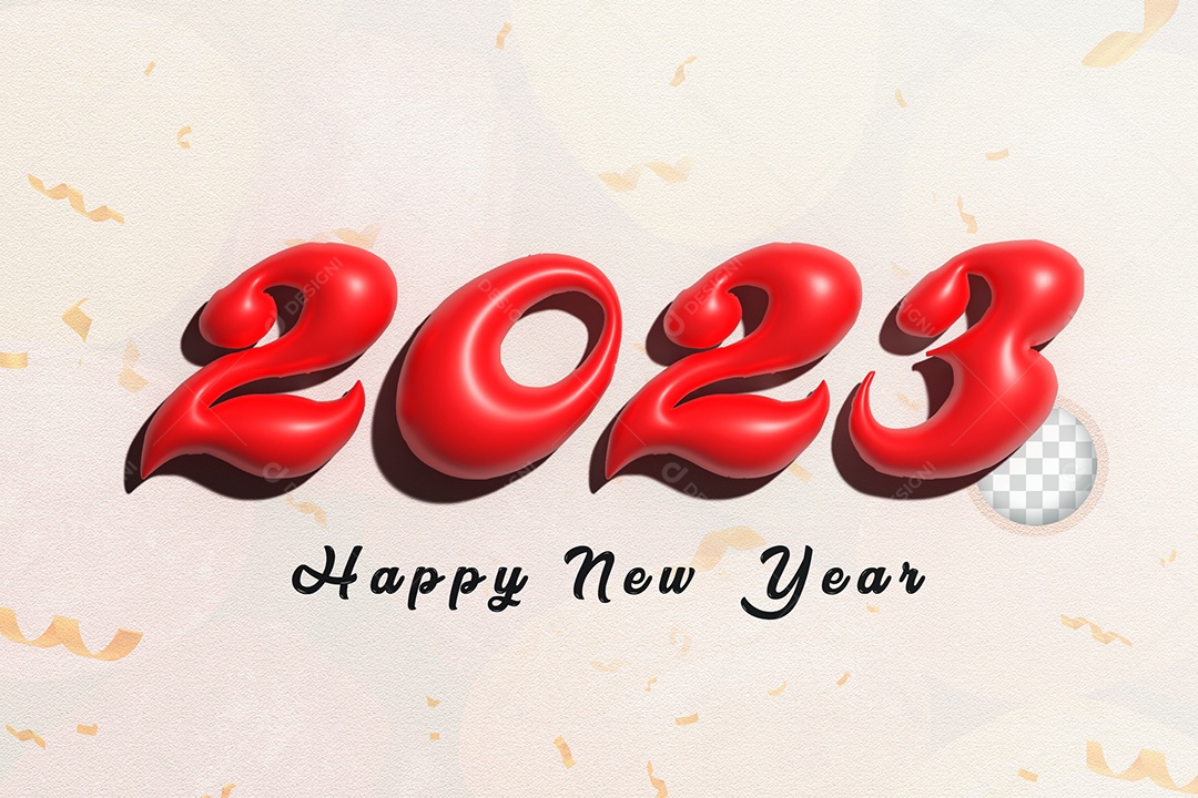 Número 3D 2023 de Ano Novo Vermelho Elemento para Composição PSD