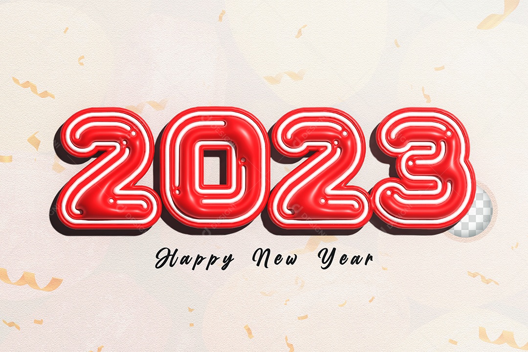 Número 3D 2023 de Ano Novo Vermelho Elemento para Composição PSD